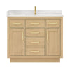 Custom image for Rift Oak with Brushed Gold Trim / White Quartz / No Mirror
