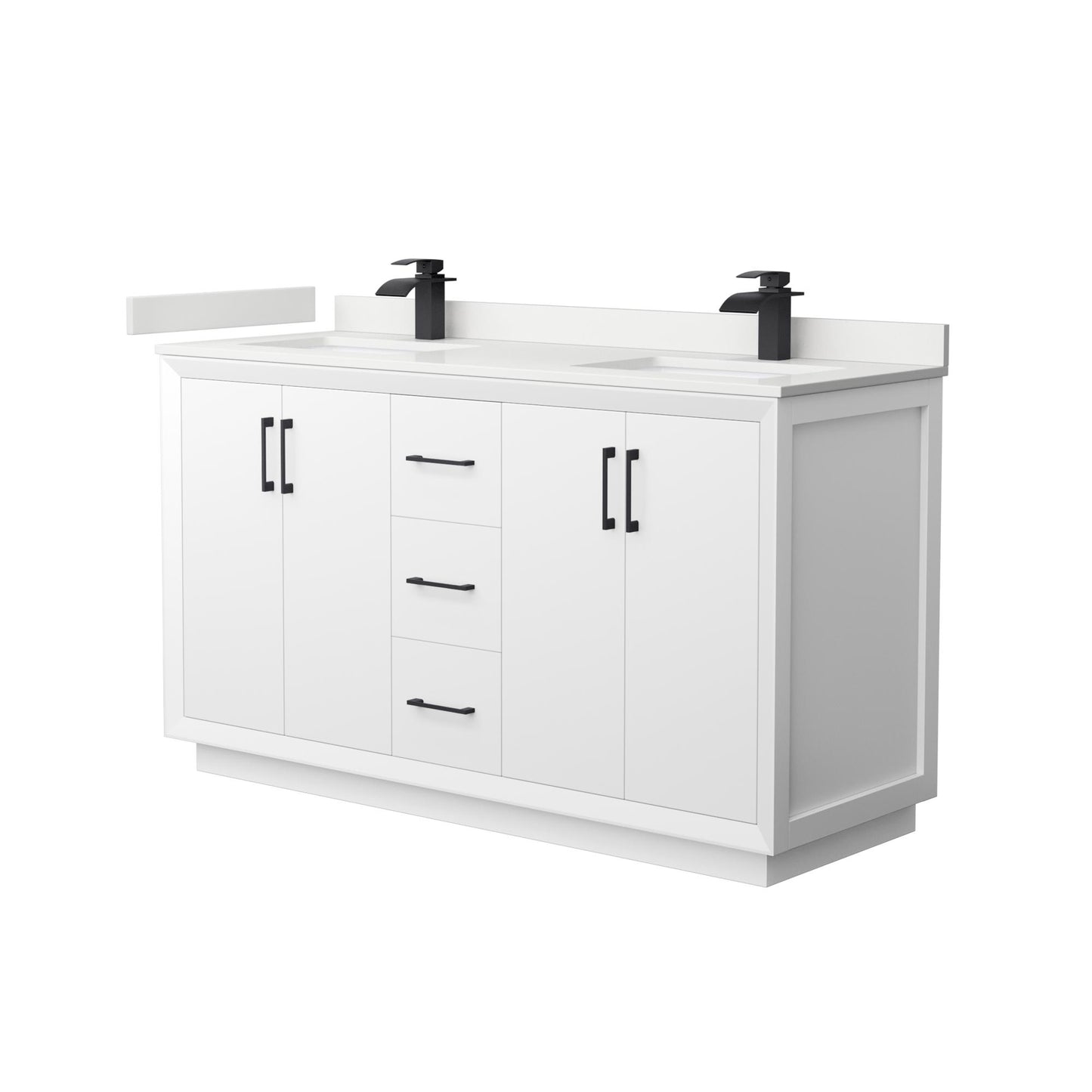 Strada Bathroom Vanity with Countertop 60 inch Double Sink Single hole Faucet Setup