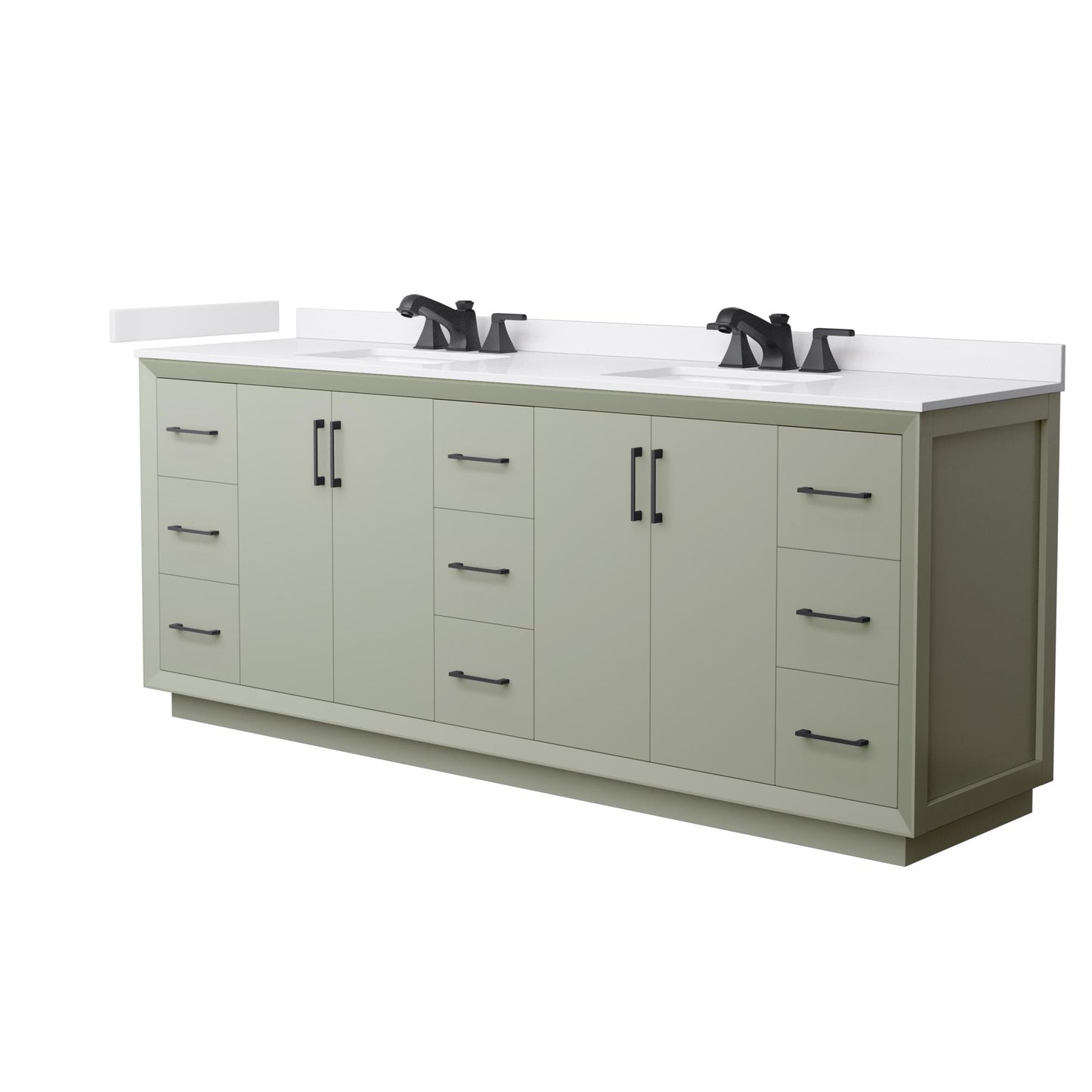 Strada Bathroom Vanity with Countertop 84 inch Double Sink 3-hole Faucet Setup