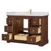 Custom image for Dark Walnut with Brushed Gold Trim / White Quartz / No Mirror