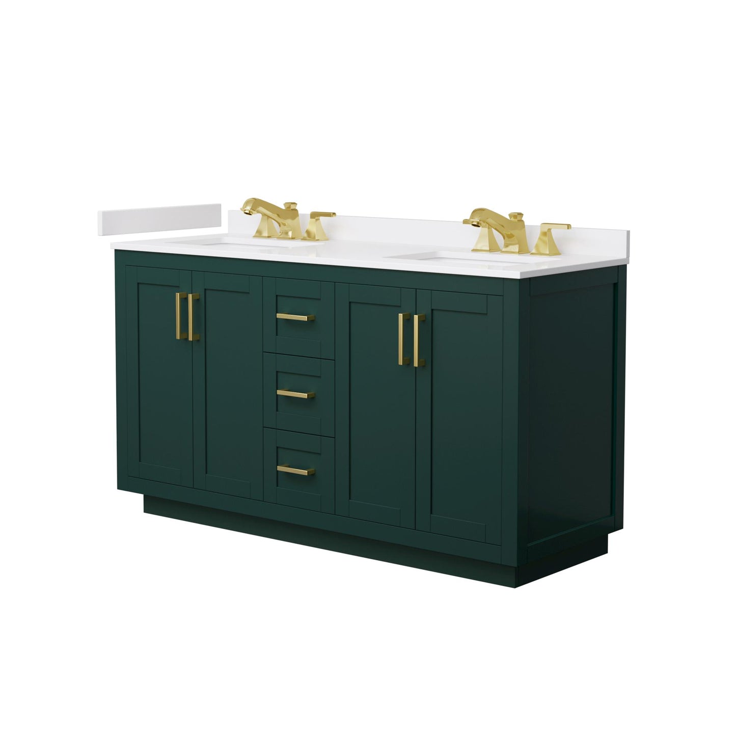 Miranda Bathroom Vanity with Countertop 60 inch Double Sink 3-hole Faucet Setup