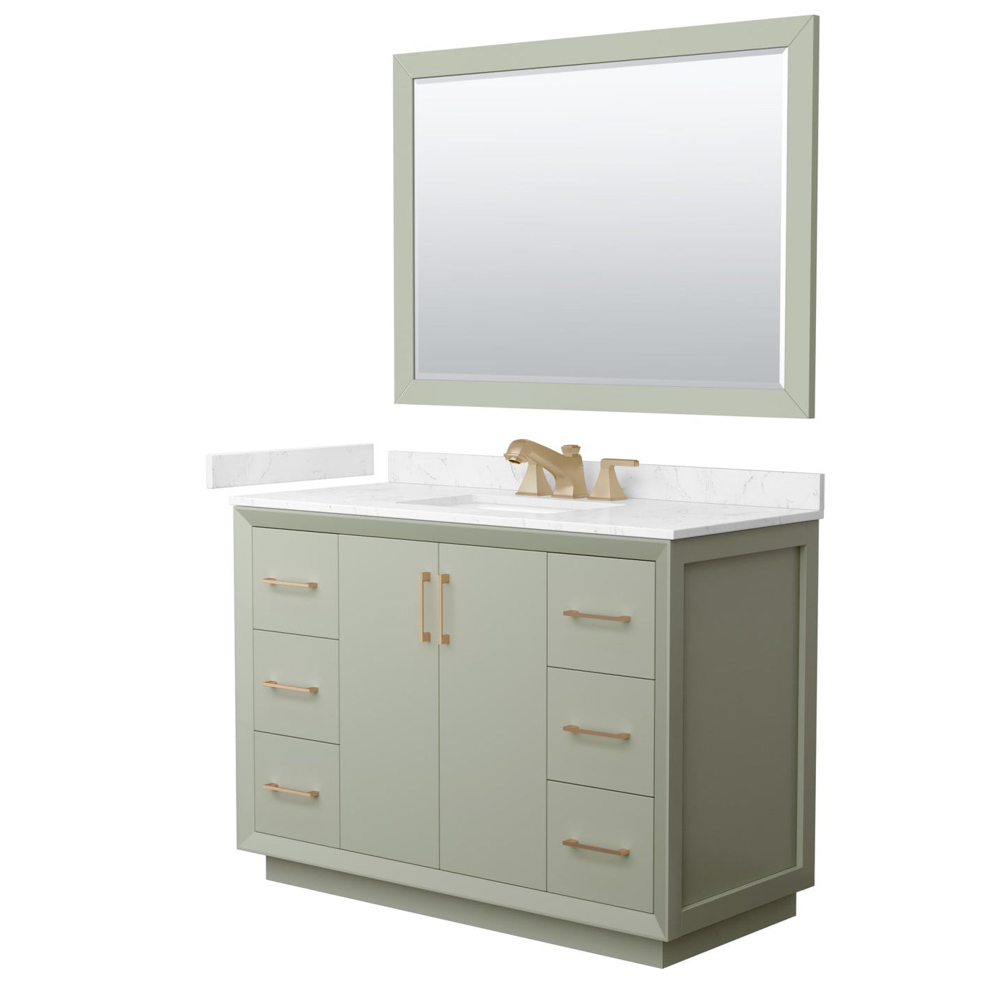 Strada Bathroom Vanity with Countertop 48 inch Single Sink 3-hole Faucet Setup