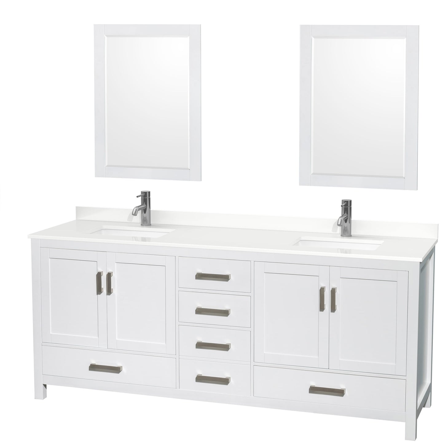 Sheffield Bathroom Vanity with Countertop 80 inch Double Sink Single hole Faucet Setup