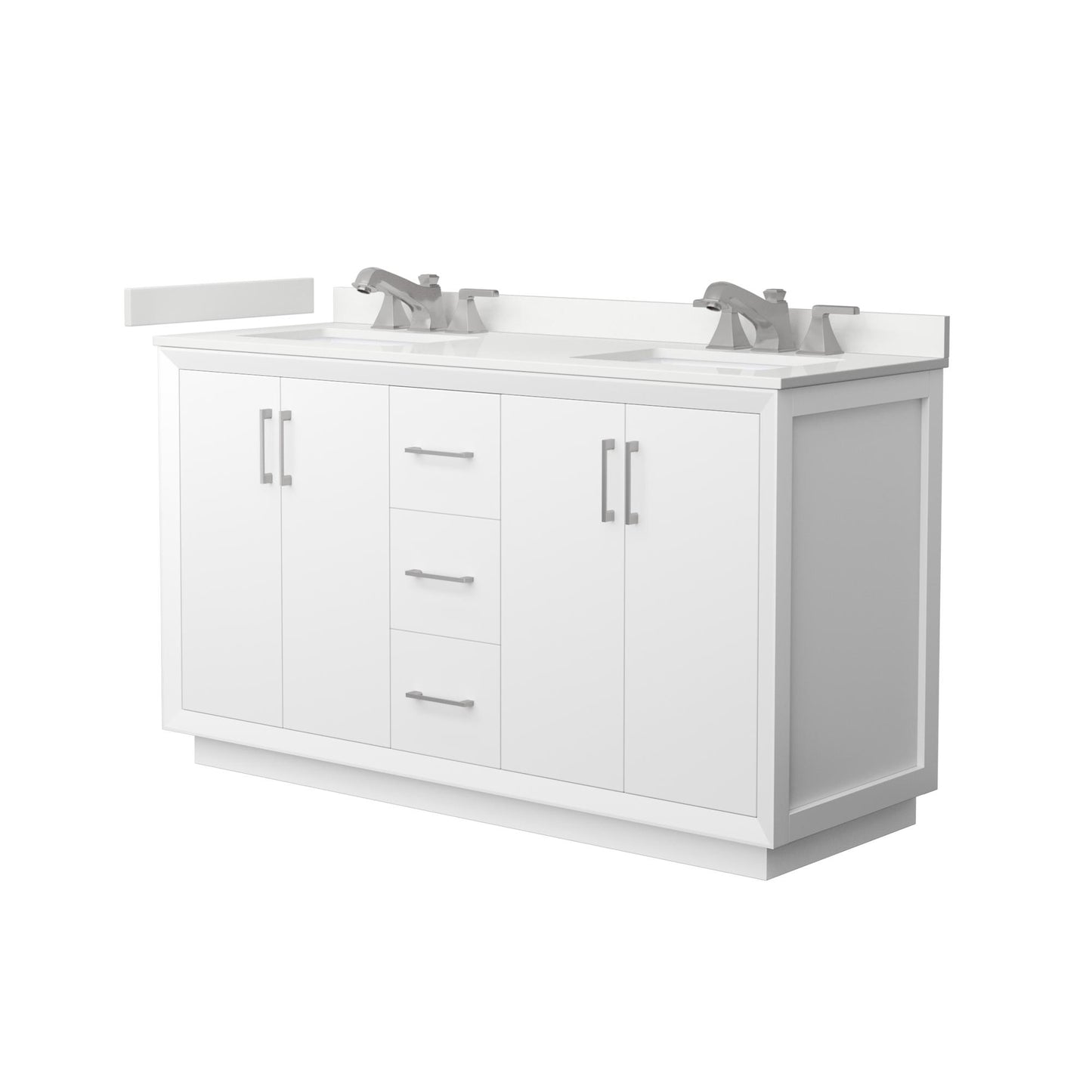 Strada Bathroom Vanity with Countertop 60 inch Double Sink 3-hole Faucet Setup