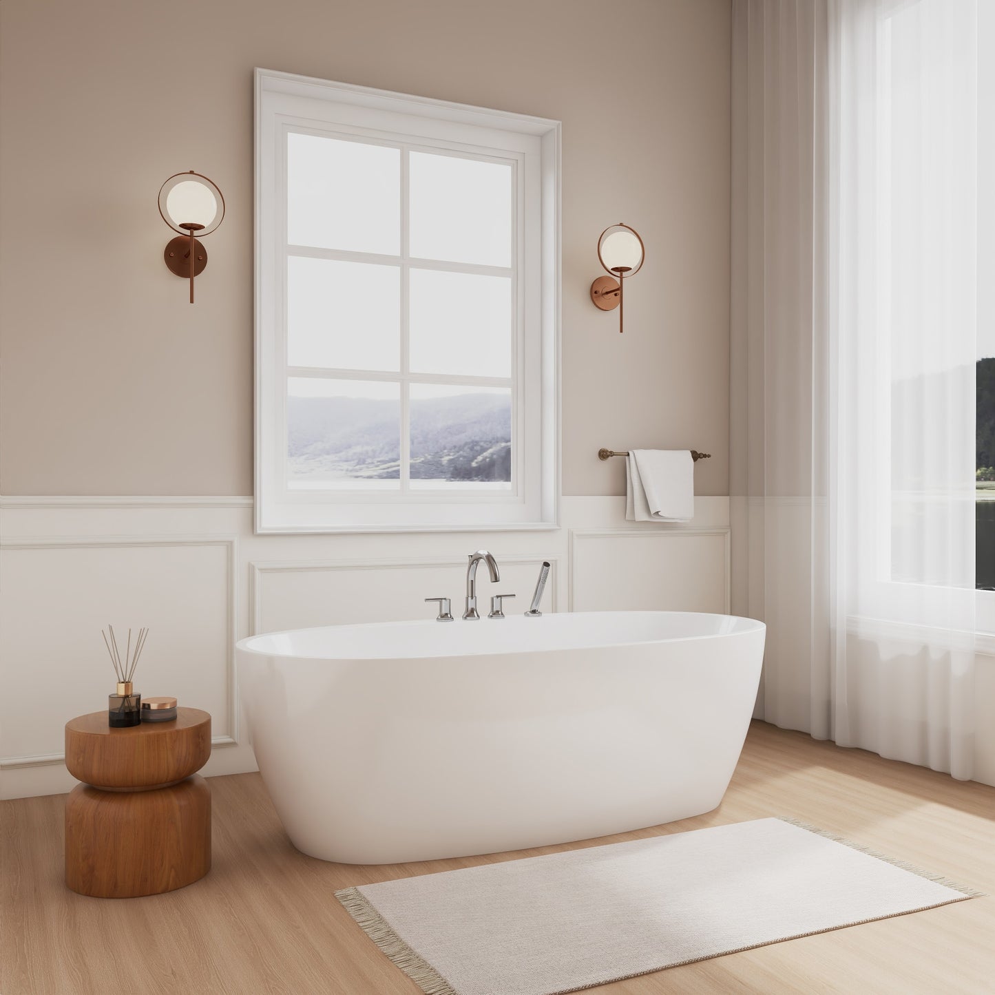 Astrid Freestanding Acrylic Bathtub With Faucet 67 inch