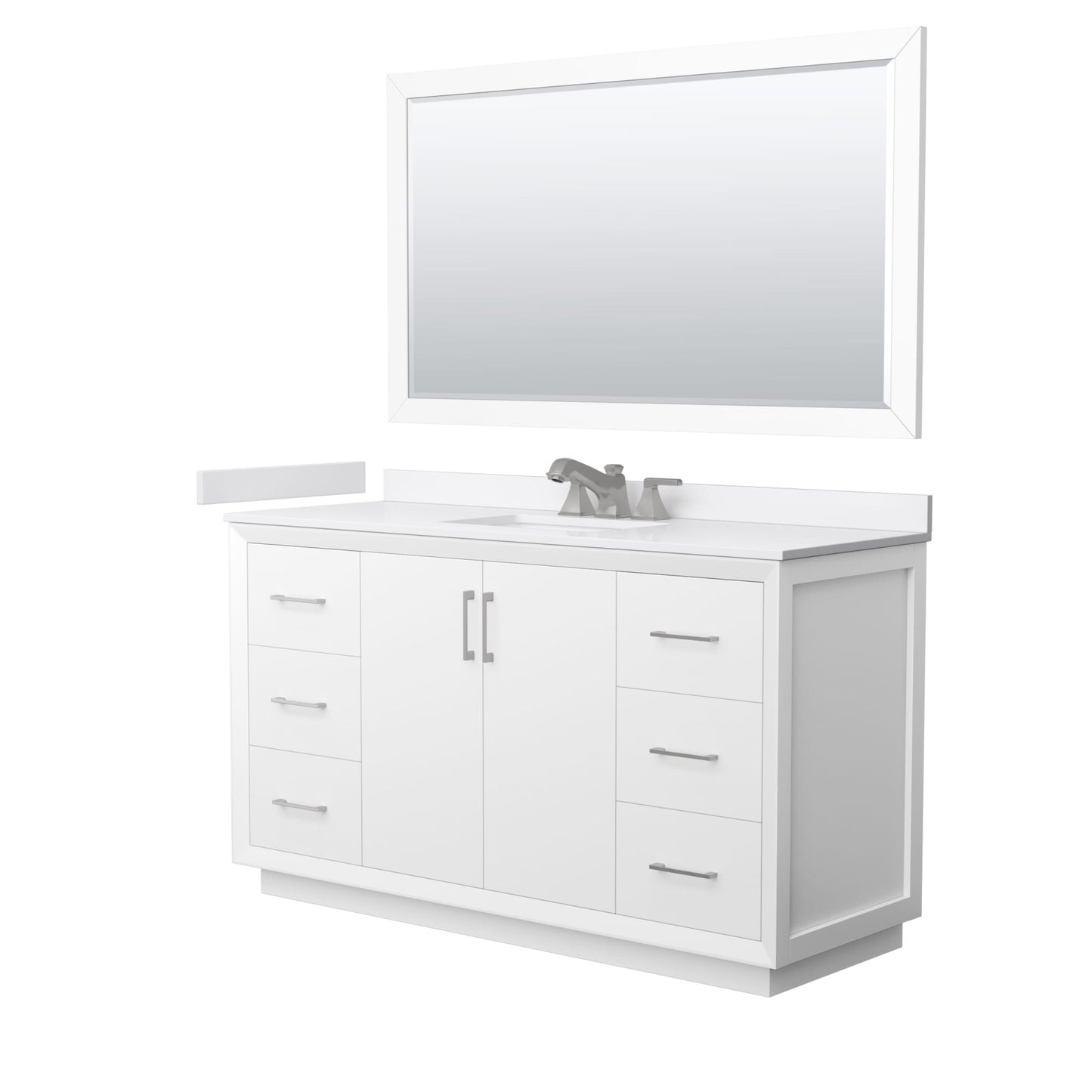 Strada Bathroom Vanity with Countertop 60 inch Single Sink 3-hole Faucet Setup