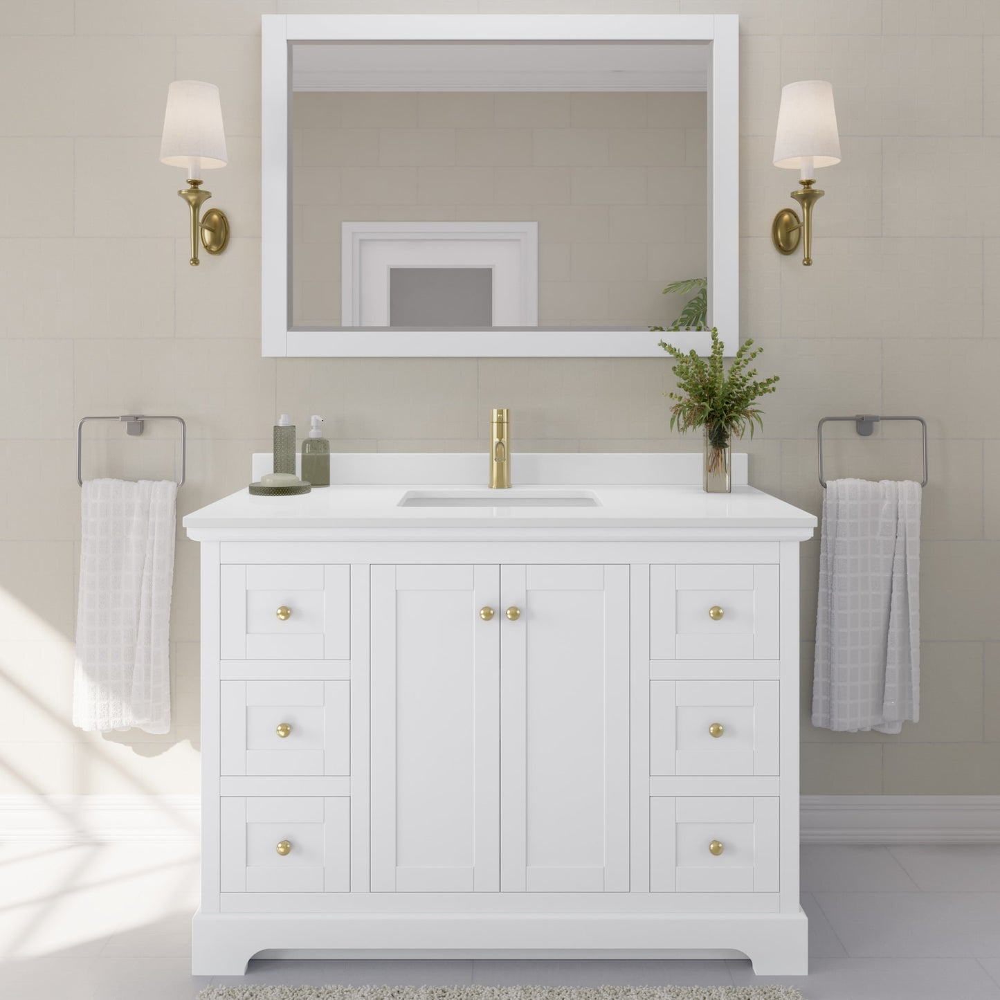 Avery Bathroom Vanity with Countertop 48 inch Single Sink Single hole Faucet Setup