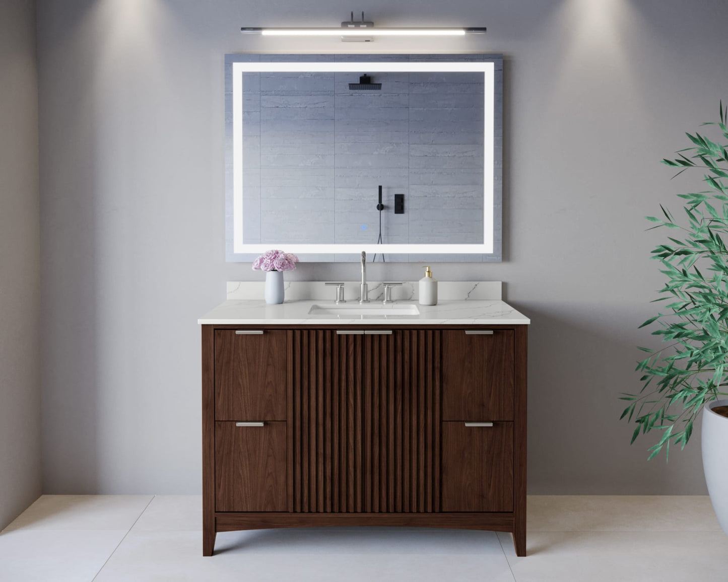 Palmilla Bathroom Vanity with Countertop 48 inch Single Sink 3-hole Faucet Setup