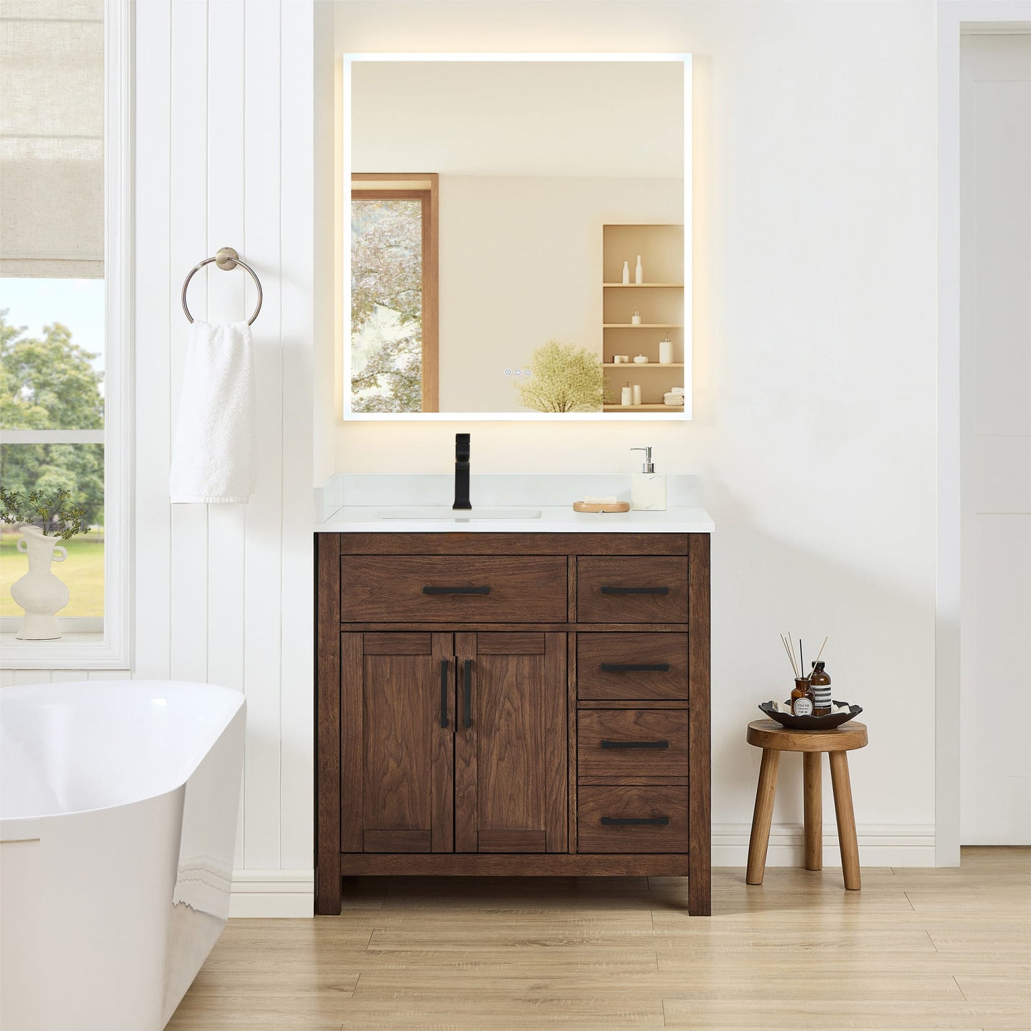 Beckett Bathroom Vanity with Countertop 36 inch Single Sink Single hole Faucet Setup
