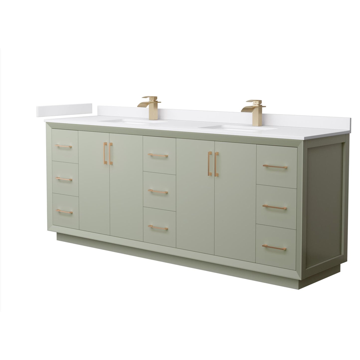 Strada Bathroom Vanity with Countertop 84 inch Double Sink Single hole Faucet Setup