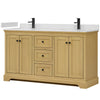 Custom image for Honey Oak with Matte Black Trim / White Quartz / No Mirror