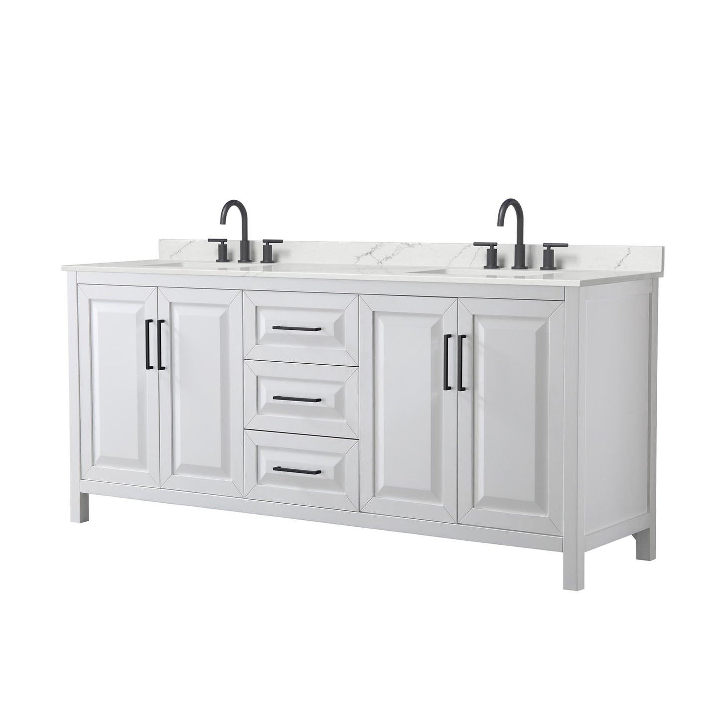 Daria Bathroom Vanity with Countertop 80 inch Double Sink 3-hole Faucet Setup