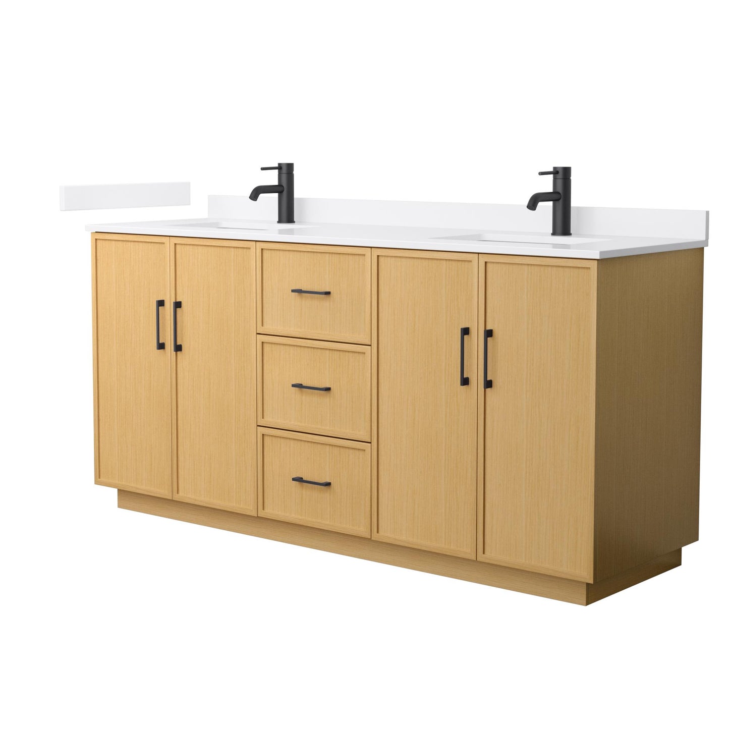 Elan TK Bathroom Vanity with Countertop 72 inch Double Sink Single hole Faucet Setup