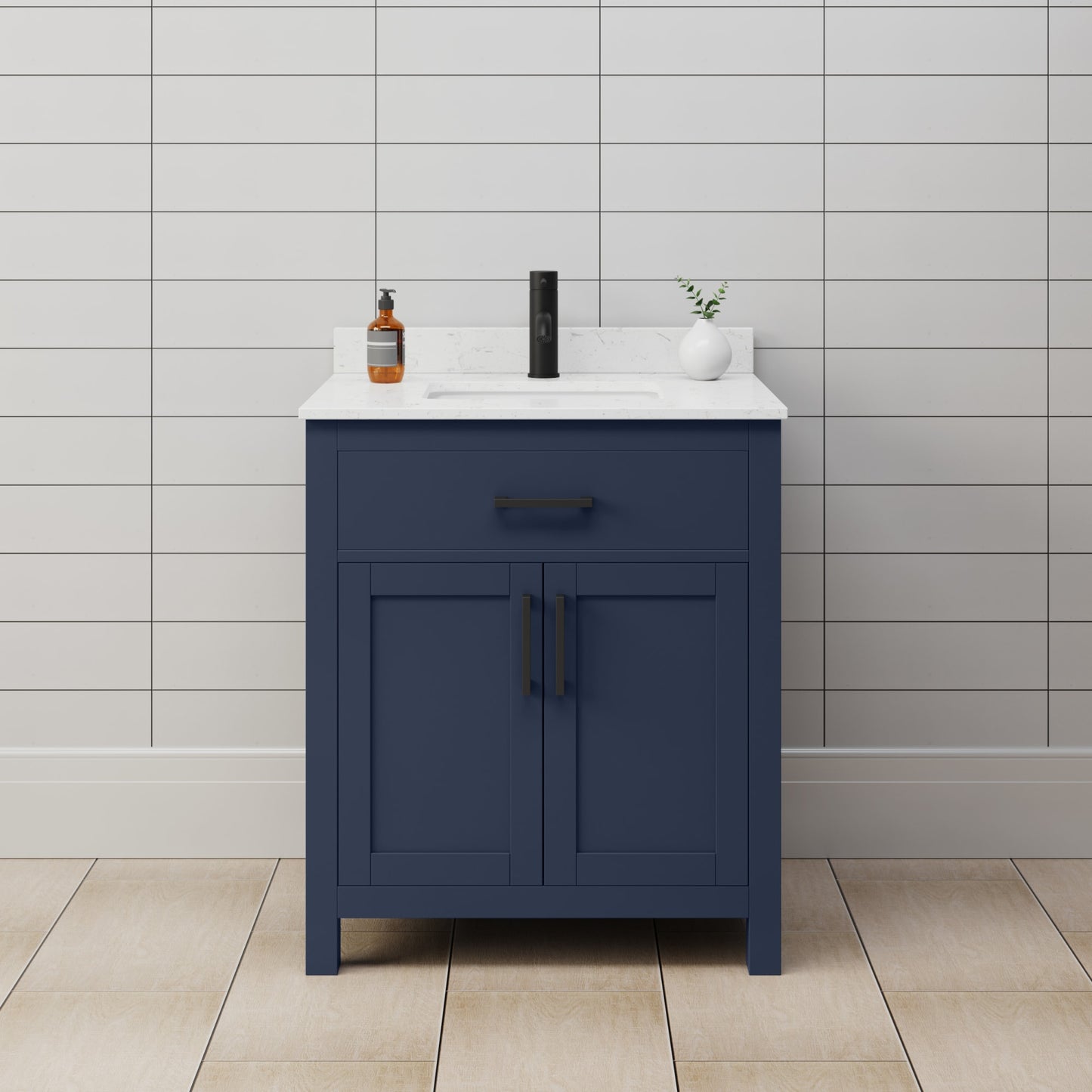 Beckett Bathroom Vanity with Countertop 30 inch Single Sink Single hole Faucet Setup
