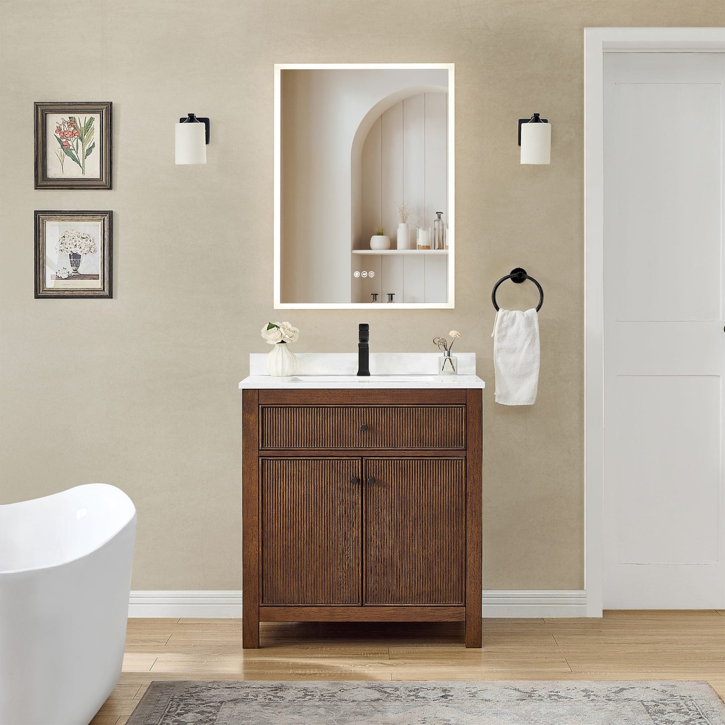 Pendry Bathroom Vanity with Countertop 30 inch Single Sink Single hole Faucet Setup