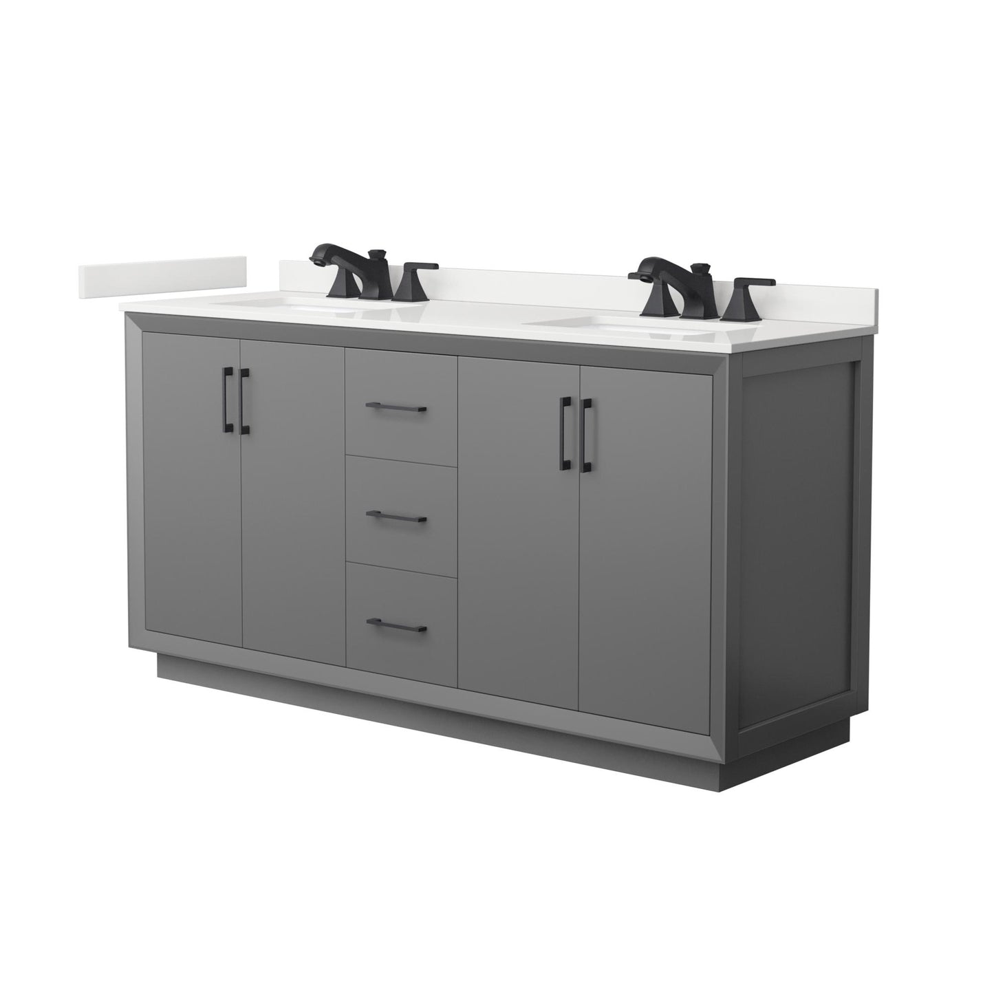 Strada Bathroom Vanity with Countertop 66 inch Double Sink 3-hole Faucet Setup