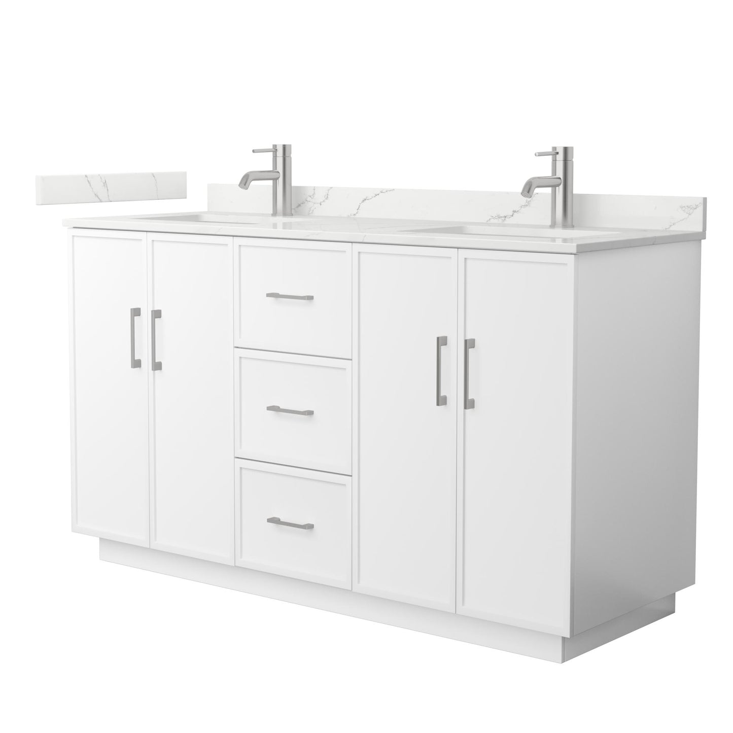 Elan TK Bathroom Vanity with Countertop 60 inch Double Sink Single hole Faucet Setup