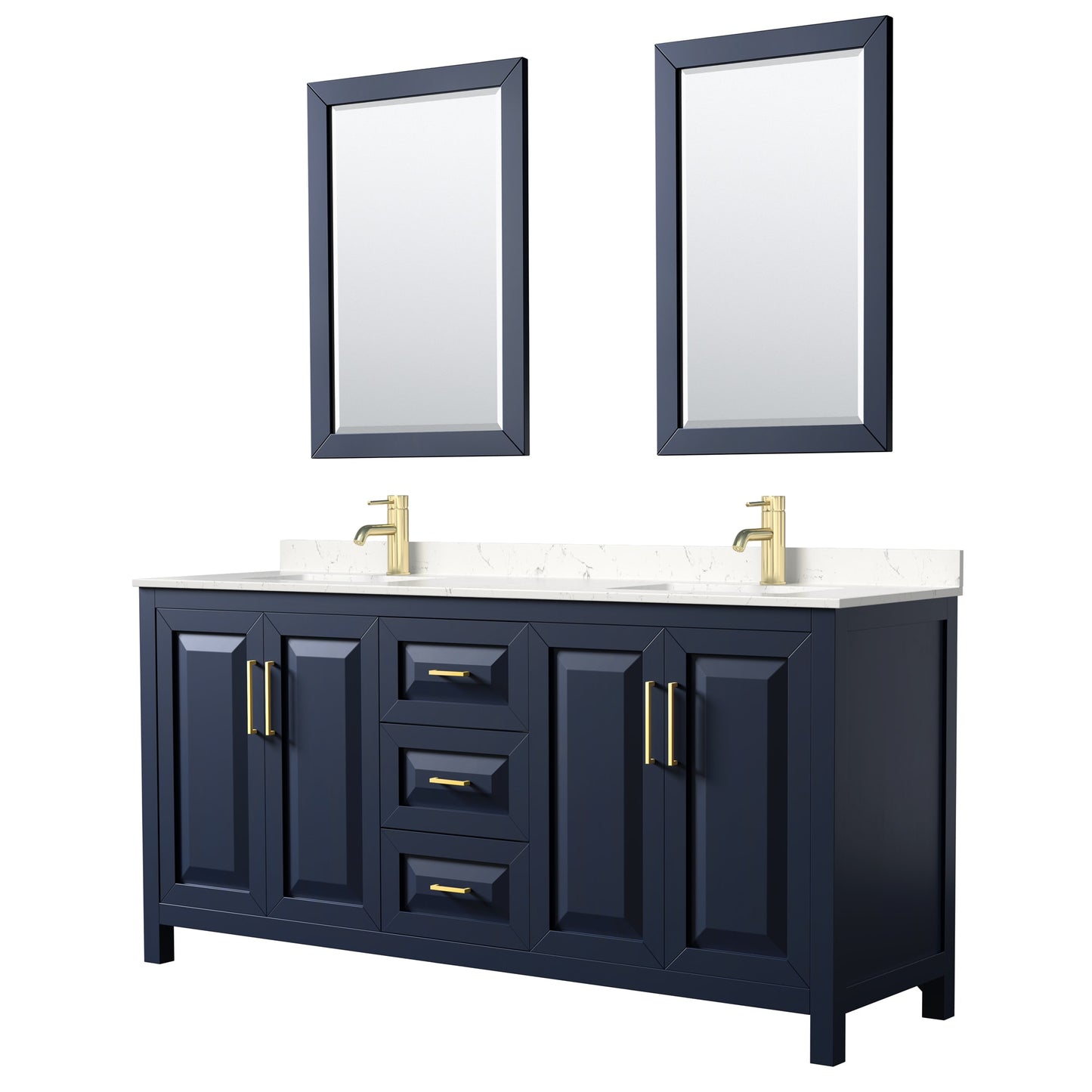 Daria Bathroom Vanity with Countertop 72 inch Double Sink Single hole Faucet Setup