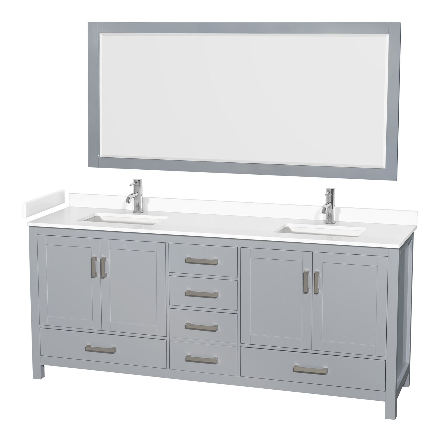 Sheffield Bathroom Vanity with Countertop 80 inch Double Sink Single hole Faucet Setup