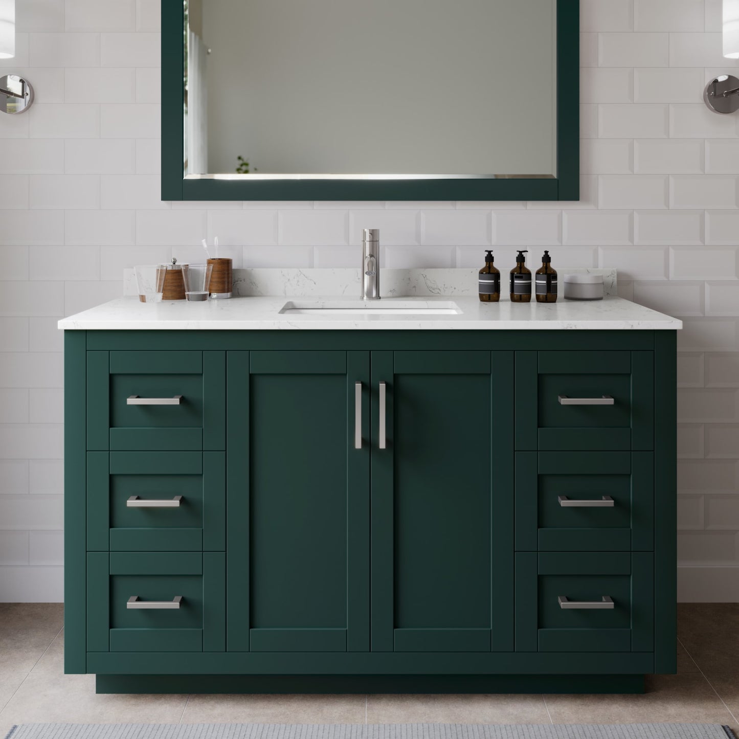 Miranda Bathroom Vanity with Countertop 54 inch Single Sink Single hole Faucet Setup