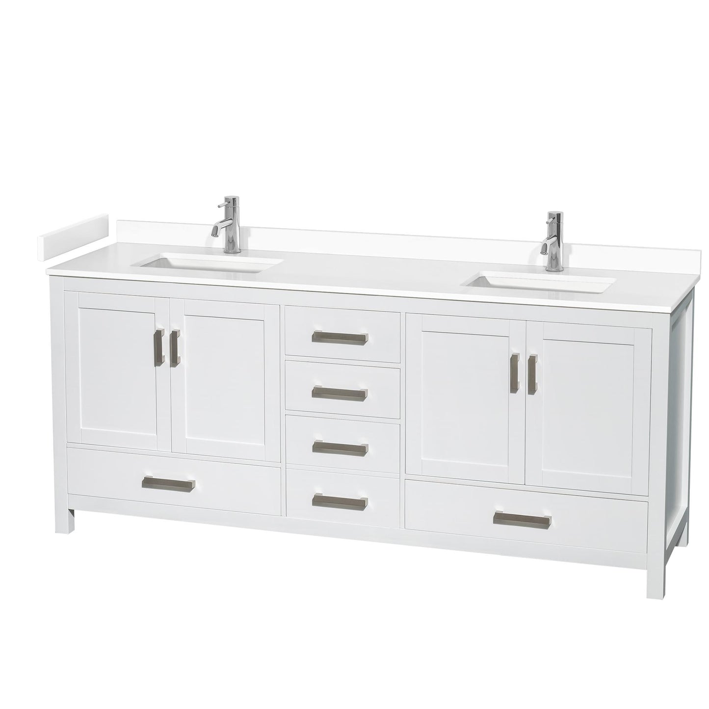 Sheffield Bathroom Vanity with Countertop 80 inch Double Sink Single hole Faucet Setup