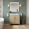 Custom image for White Oak with Brushed Nickel Trim / White Quartz / No Mirror
