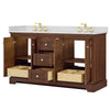 Custom image for Dark Walnut with Brushed Gold Trim / Carrara Cultured Marble / No Mirror