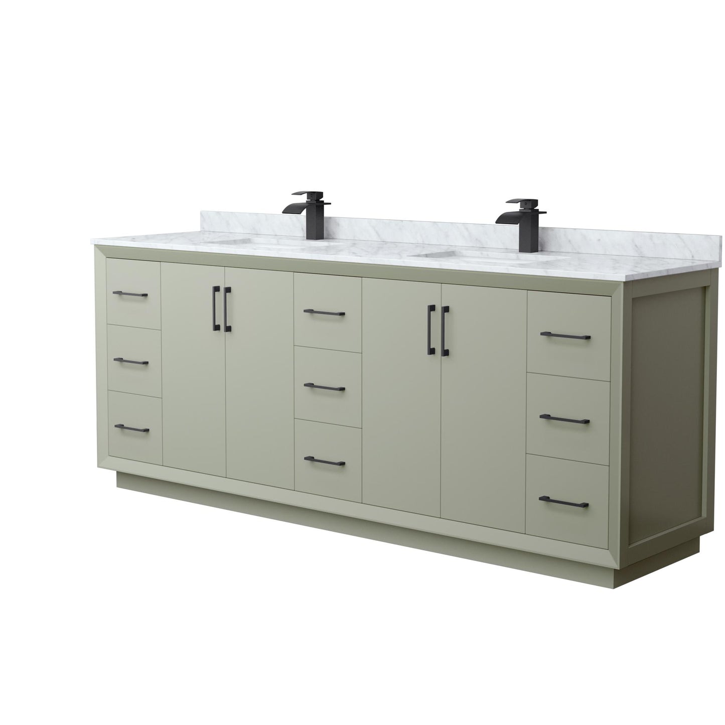 Strada Bathroom Vanity with Countertop 84 inch Double Sink Single hole Faucet Setup