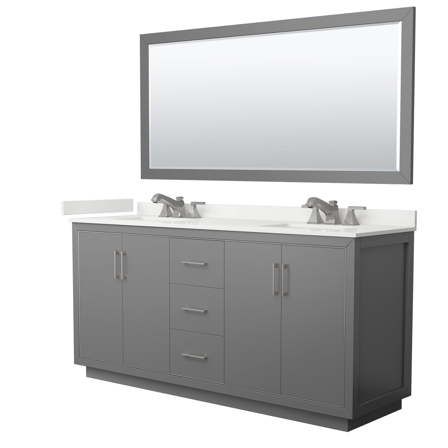 Icon Bathroom Vanity with Countertop 72 inch Double Sink 3-hole Faucet Setup