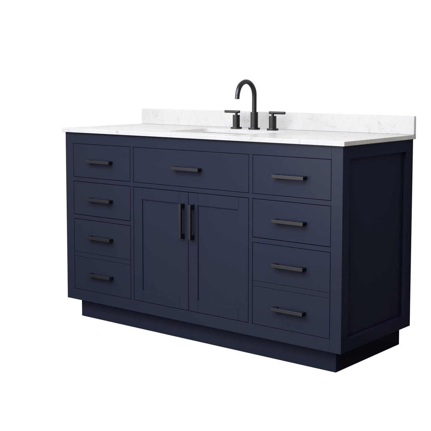 Beckett TK Bathroom Vanity with Countertop 60 inch Single Sink 3-hole Faucet Setup