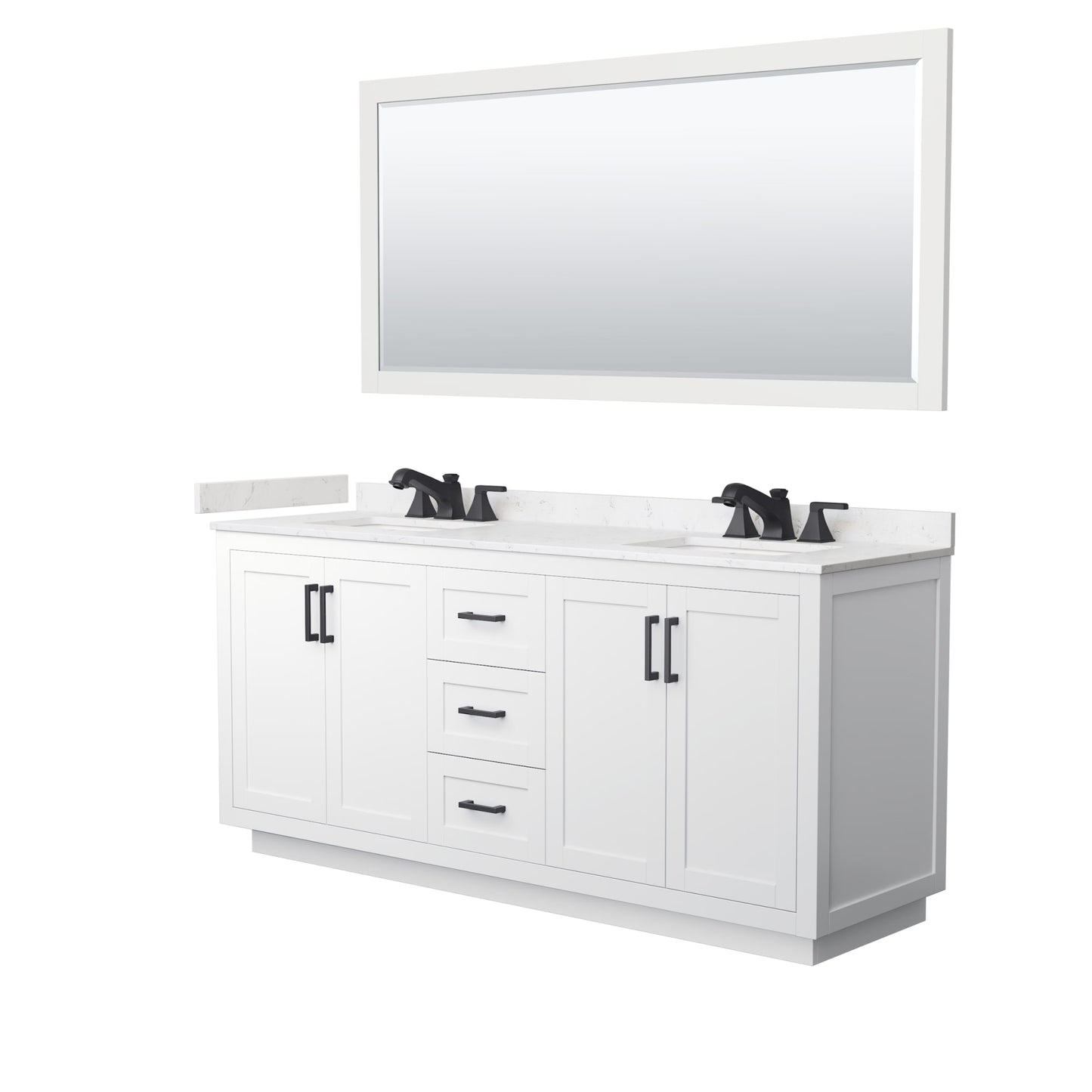 Miranda Bathroom Vanity with Countertop 72 inch Double Sink 3-hole Faucet Setup