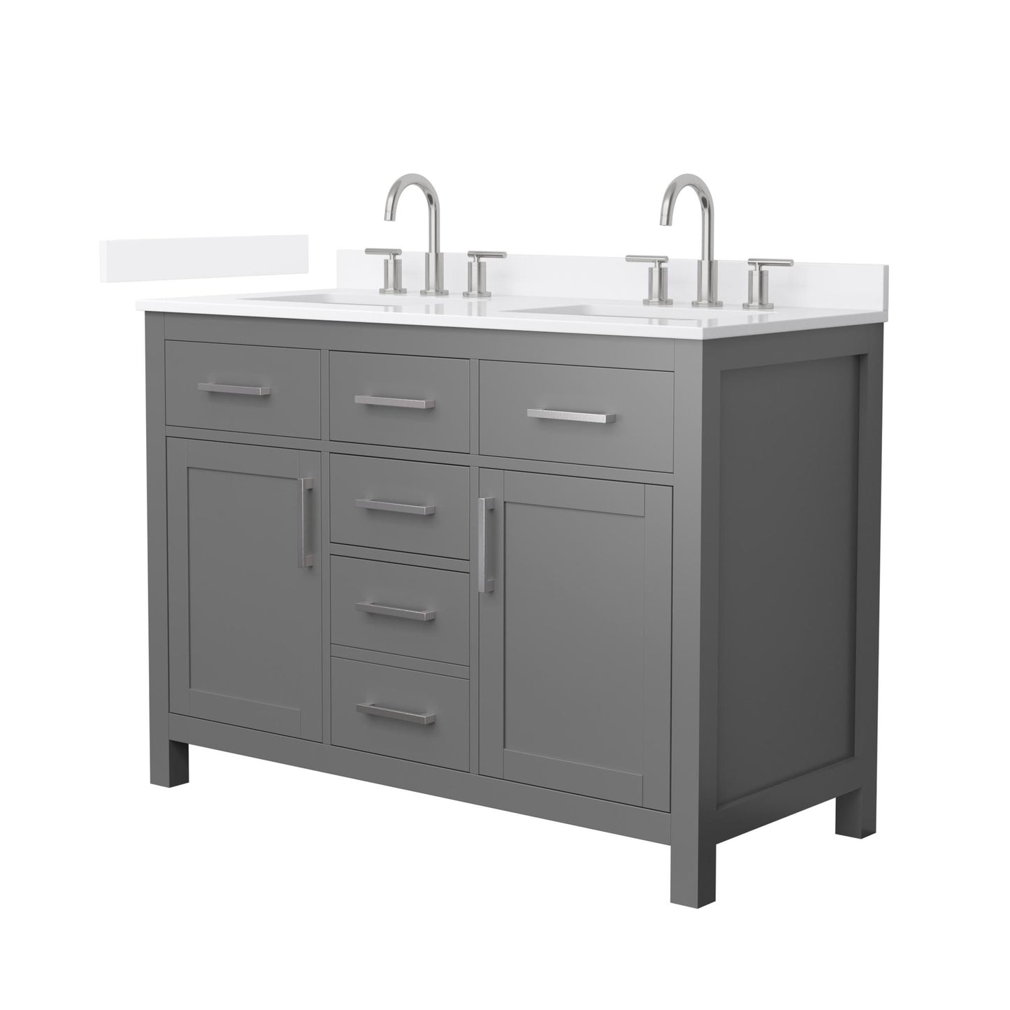 Beckett Bathroom Vanity with Countertop 48 inch Double Sink 3-hole Faucet Setup