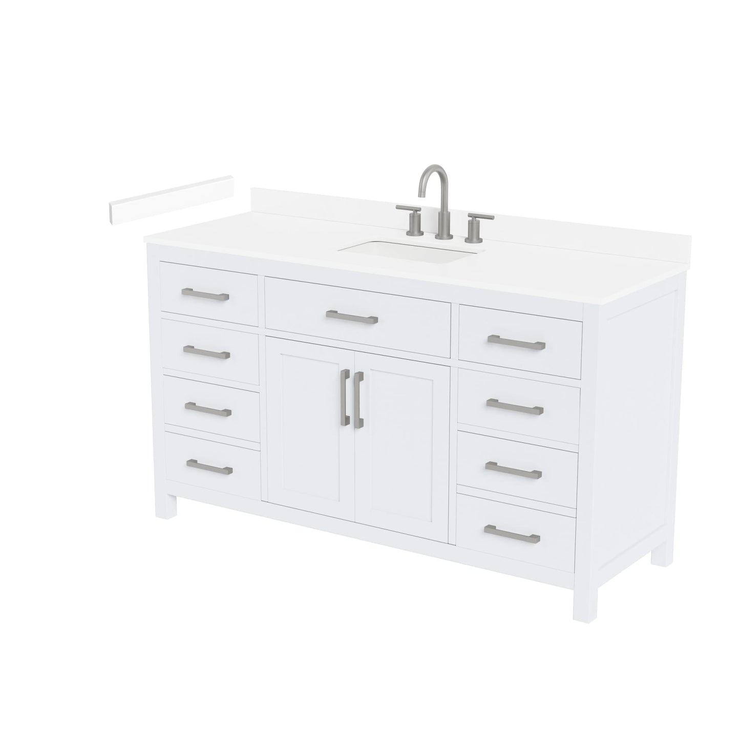 Beckett Bathroom Vanity with Countertop 60 inch Single Sink 3-hole Faucet Setup