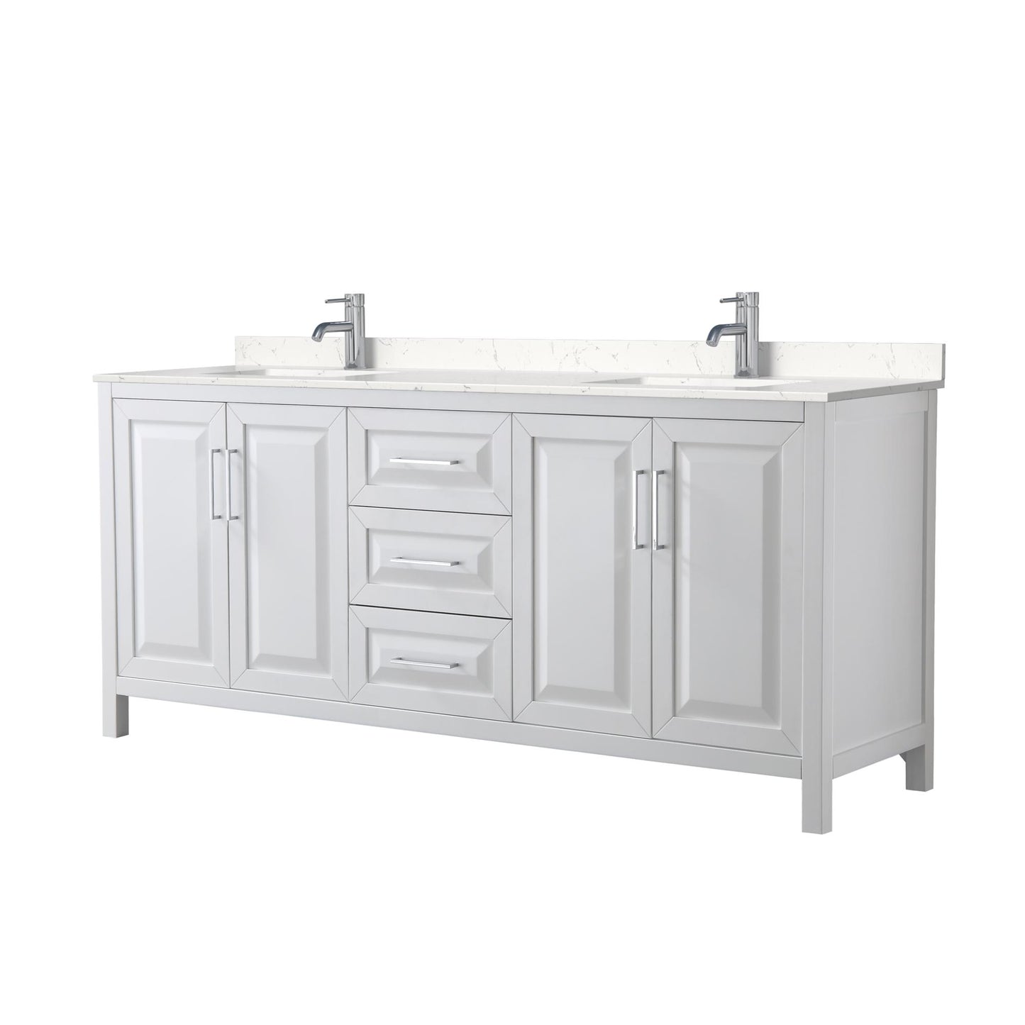 Daria Bathroom Vanity with Countertop 80 inch Double Sink Single hole Faucet Setup