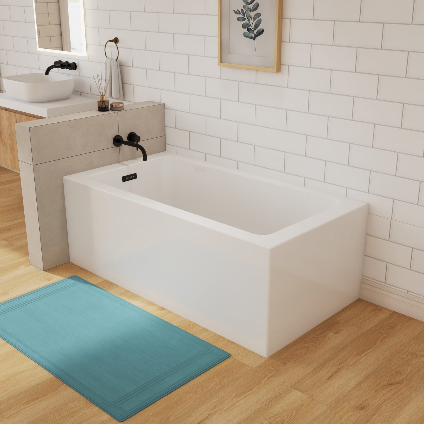 Grayley Alcove Acrylic Bathtub No Faucet 60 inch 2 Sided Skirt