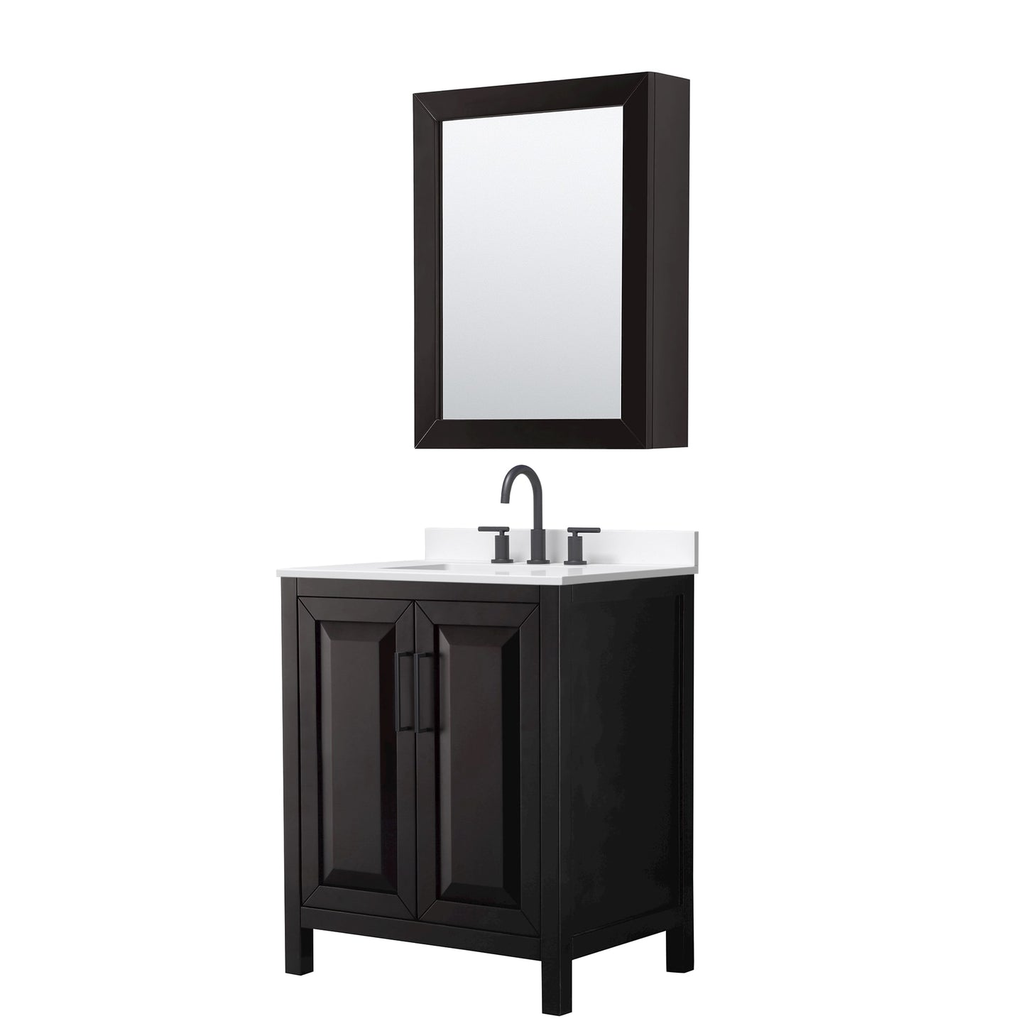 Daria Bathroom Vanity with Countertop 30 inch Single Sink 3-hole Faucet Setup