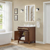 Custom image for Dark Walnut with Brushed Nickel Trim / White Quartz / No Mirror