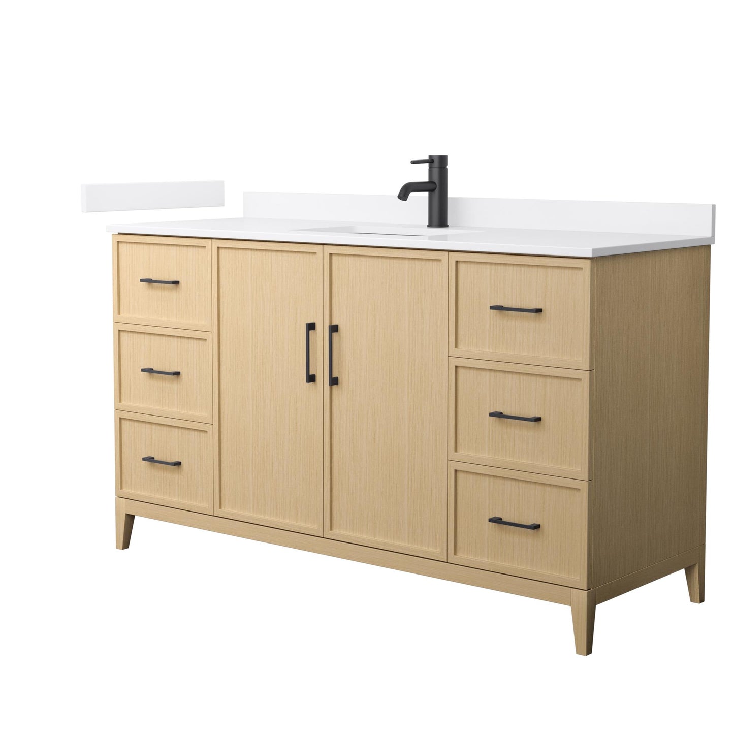 Elan Bathroom Vanity with Countertop 60 inch Single Sink Single hole Faucet Setup