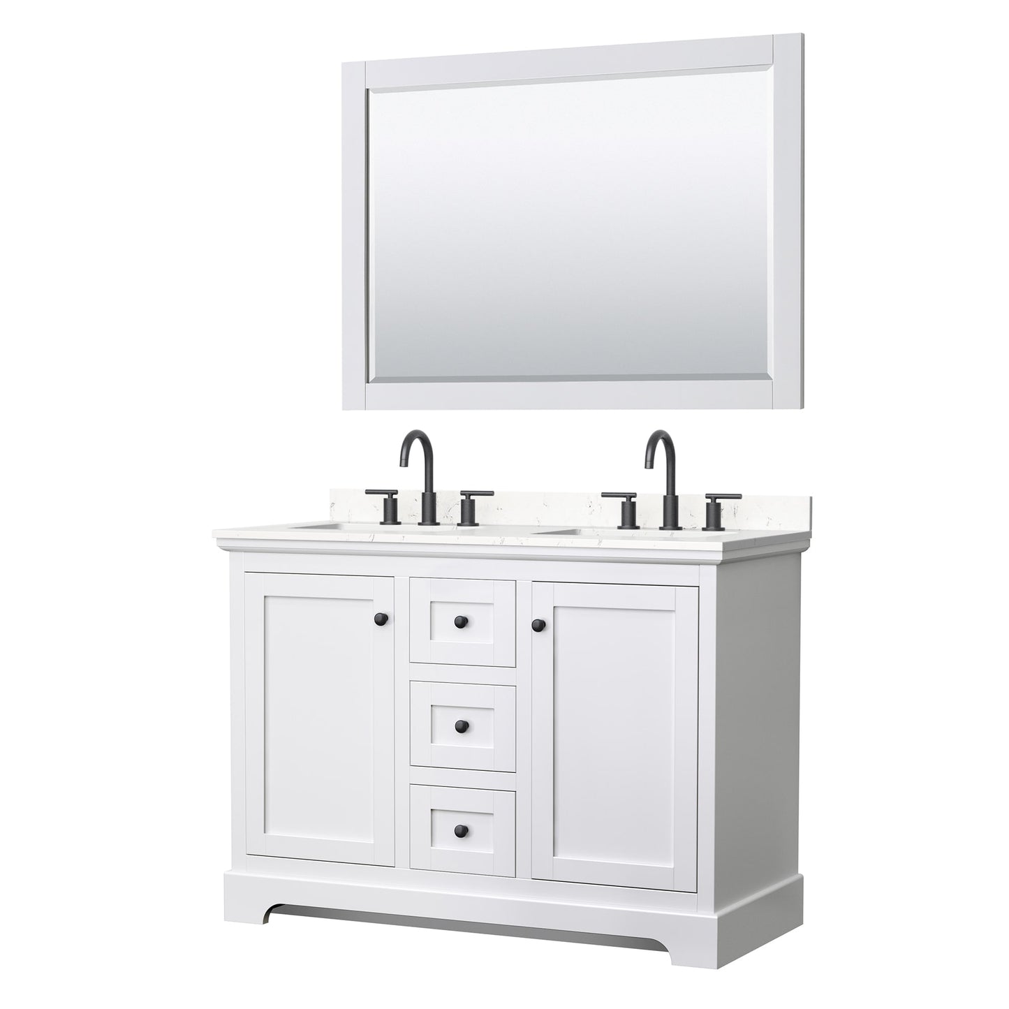 Avery Bathroom Vanity with Countertop 48 inch Double Sink 3-hole Faucet Setup