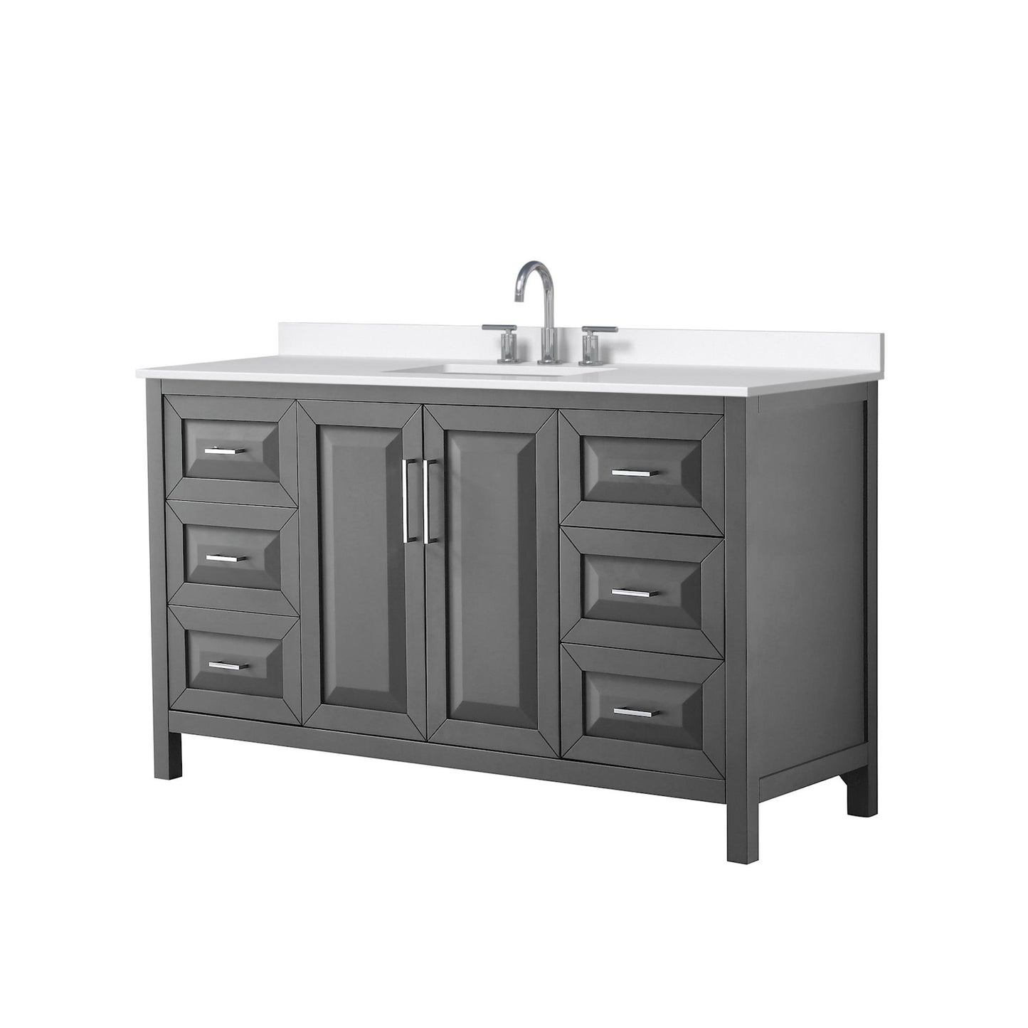 Daria Bathroom Vanity with Countertop 60 inch Single Sink 3-hole Faucet Setup
