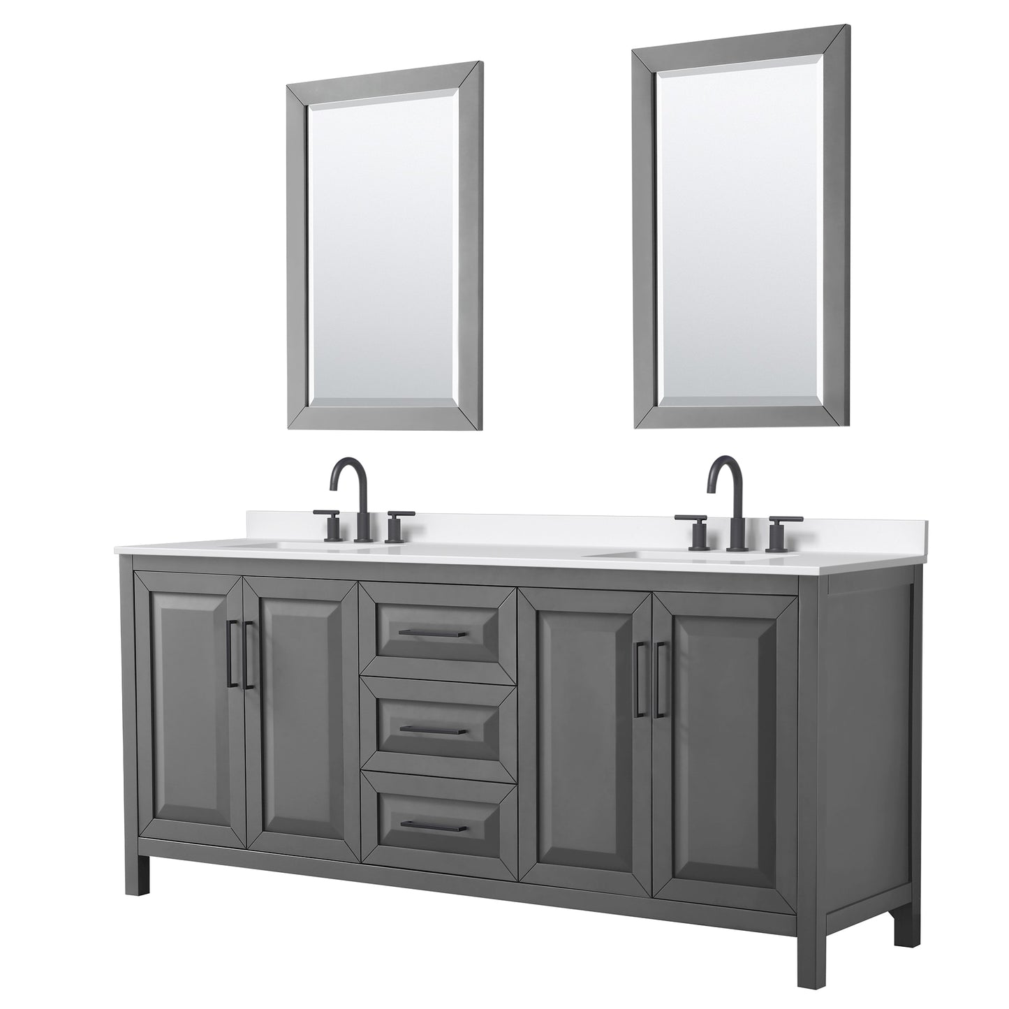 Daria Bathroom Vanity with Countertop 80 inch Double Sink 3-hole Faucet Setup