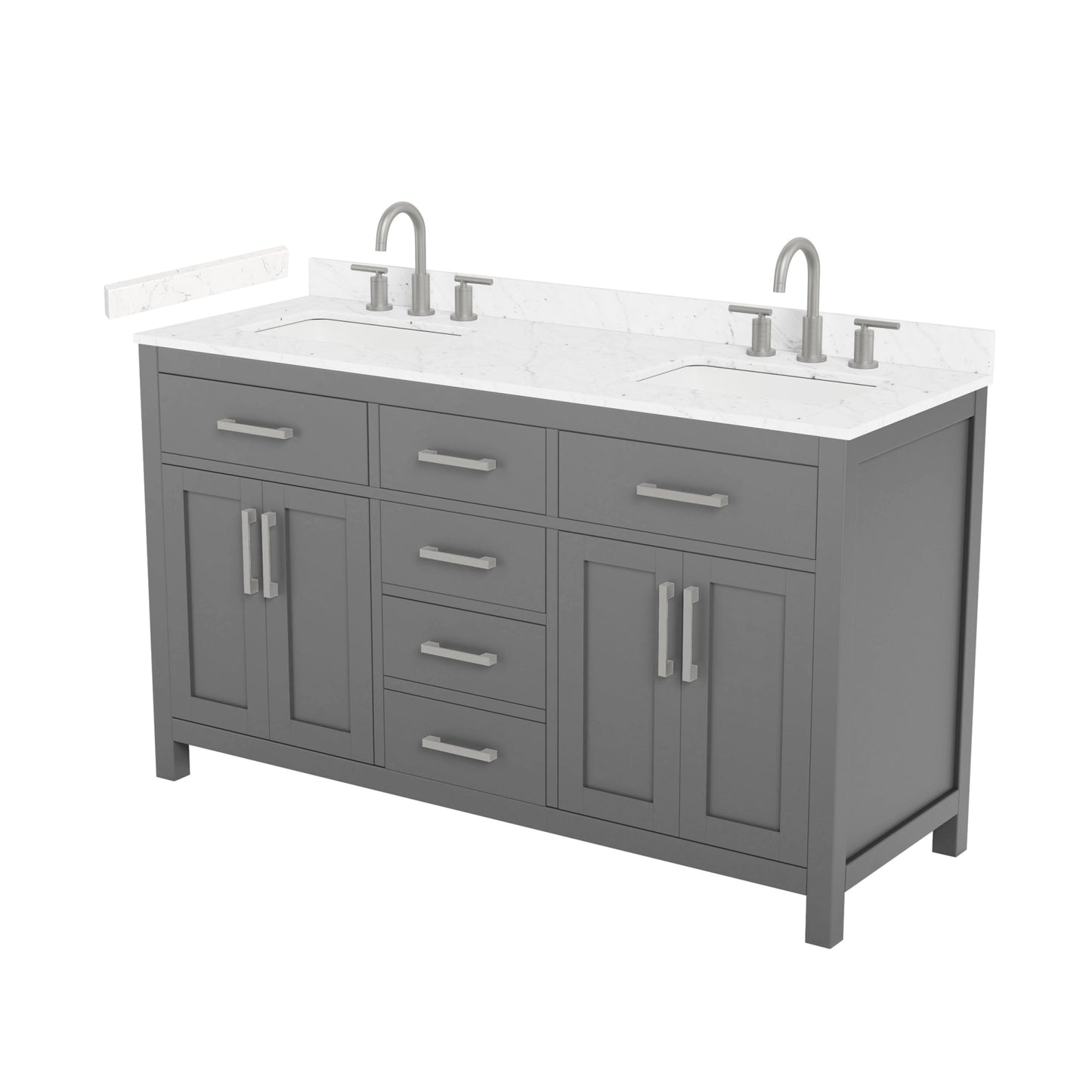 Beckett Bathroom Vanity with Countertop 60 inch Double Sink 3-hole Faucet Setup