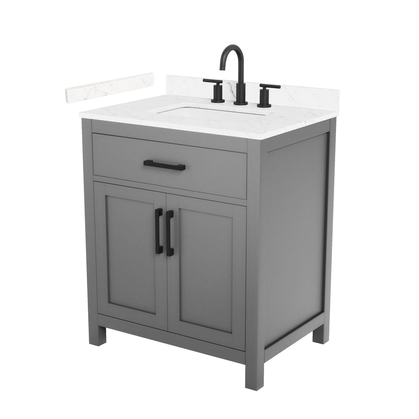 Beckett Bathroom Vanity with Countertop 30 inch Single Sink 3-hole Faucet Setup