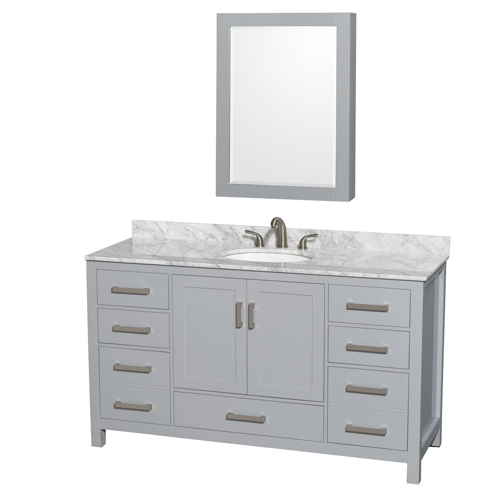 Sheffield Bathroom Vanity with Countertop 60 inch Single Sink 3-hole Faucet Setup