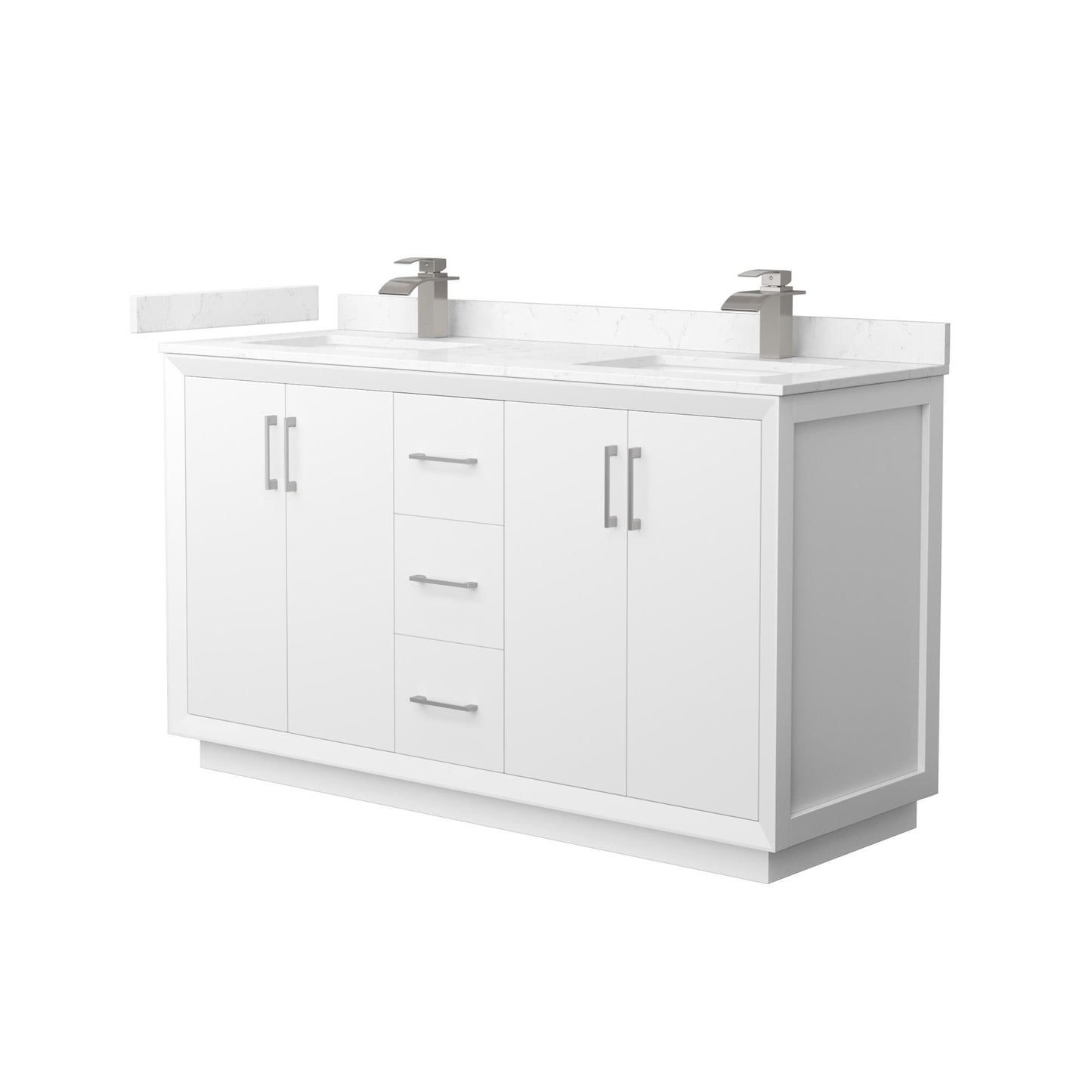 Strada Bathroom Vanity with Countertop 60 inch Double Sink Single hole Faucet Setup