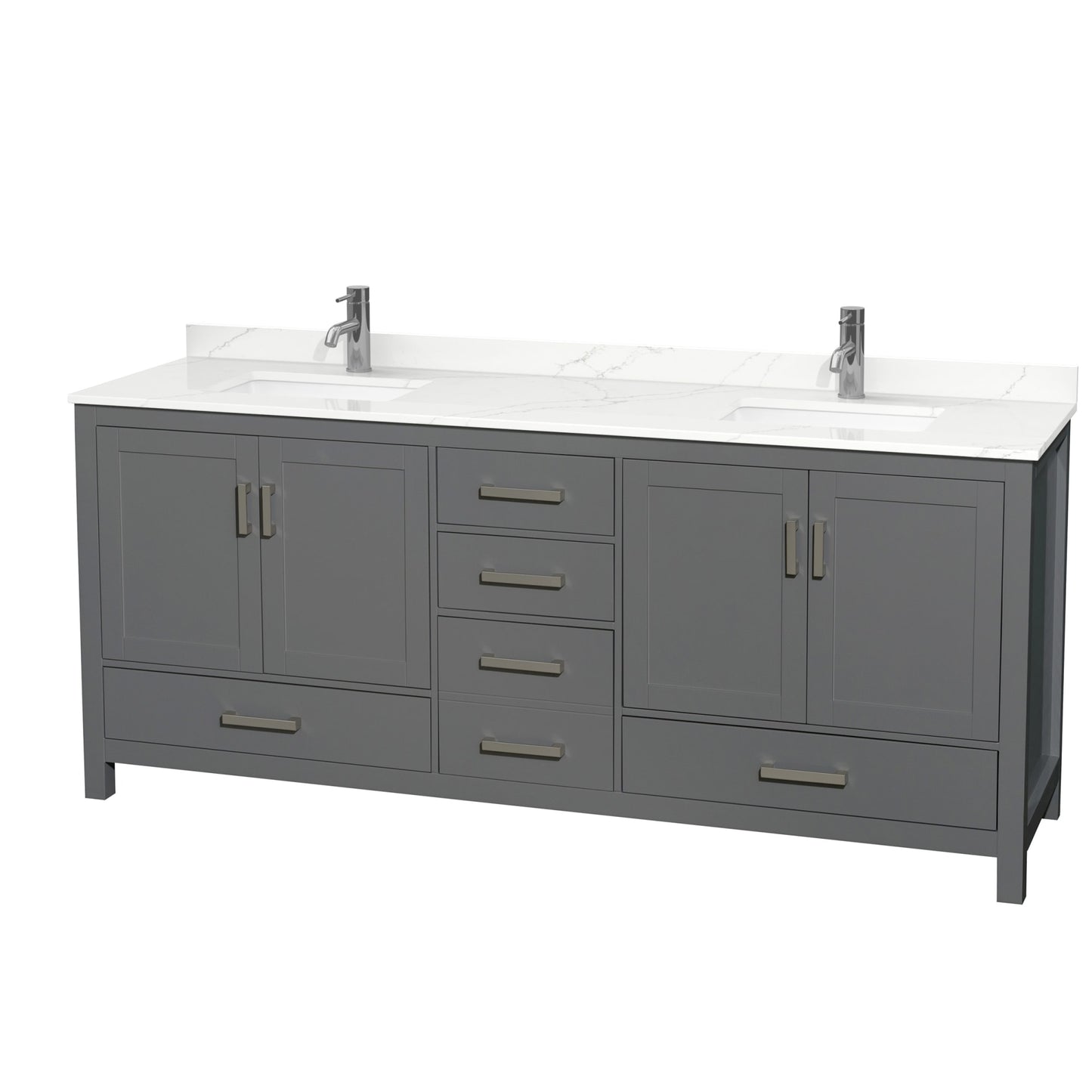 Sheffield Bathroom Vanity with Countertop 80 inch Double Sink Single hole Faucet Setup