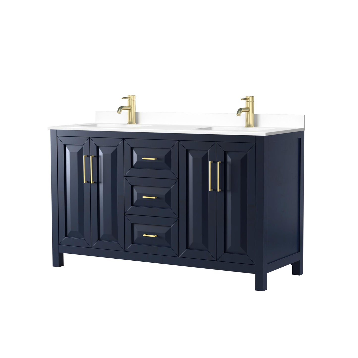 Daria Bathroom Vanity with Countertop 60 inch Double Sink Single hole Faucet Setup