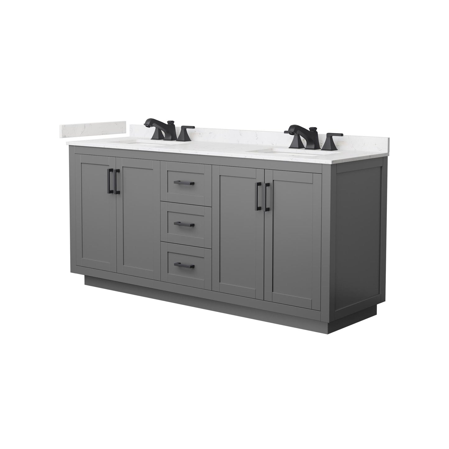 Miranda Bathroom Vanity with Countertop 72 inch Double Sink 3-hole Faucet Setup