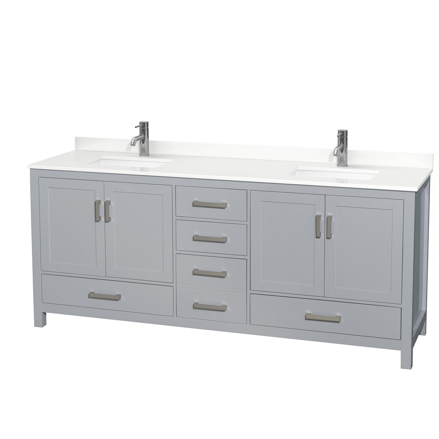 Sheffield Bathroom Vanity with Countertop 80 inch Double Sink Single hole Faucet Setup