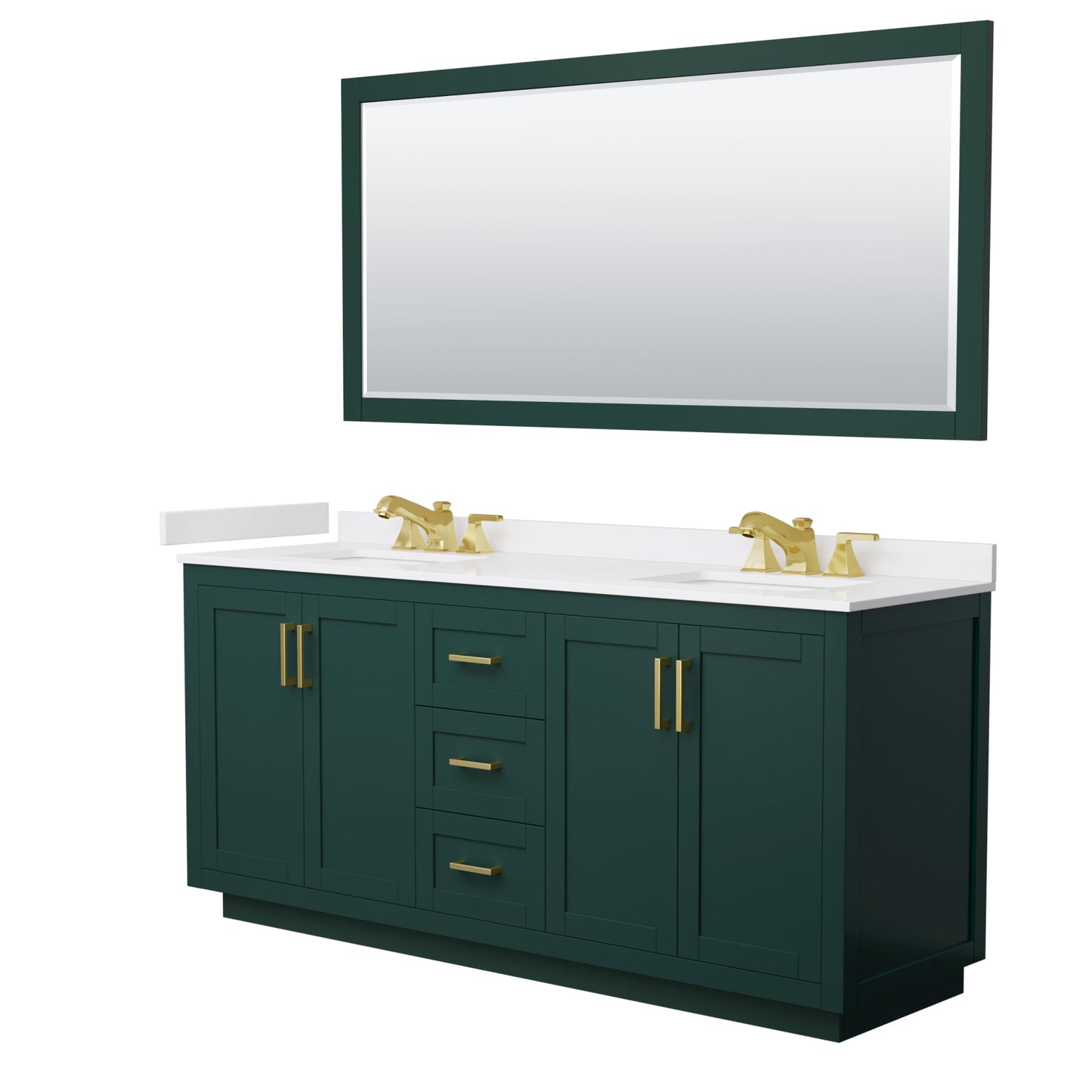 Miranda Bathroom Vanity with Countertop 72 inch Double Sink 3-hole Faucet Setup